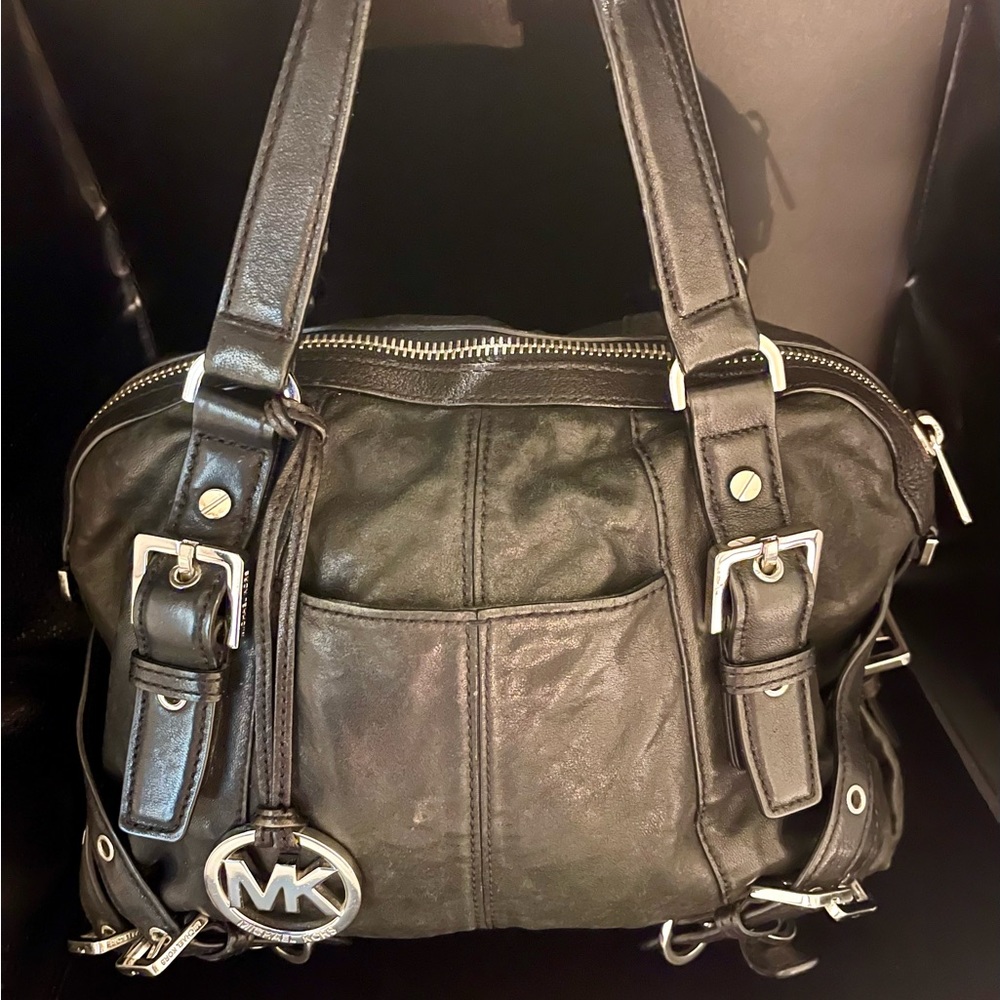 Black leather MK purse